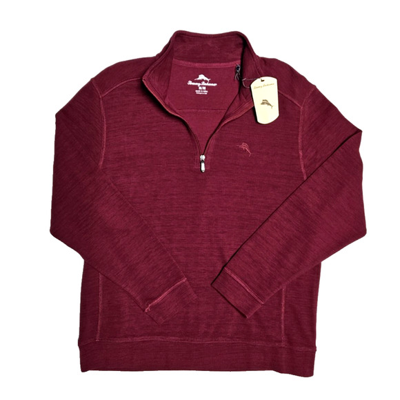 Tommy Bahama 1/4 Zip Pullover Medium Mens Red Sweater - Picture 1 of 6